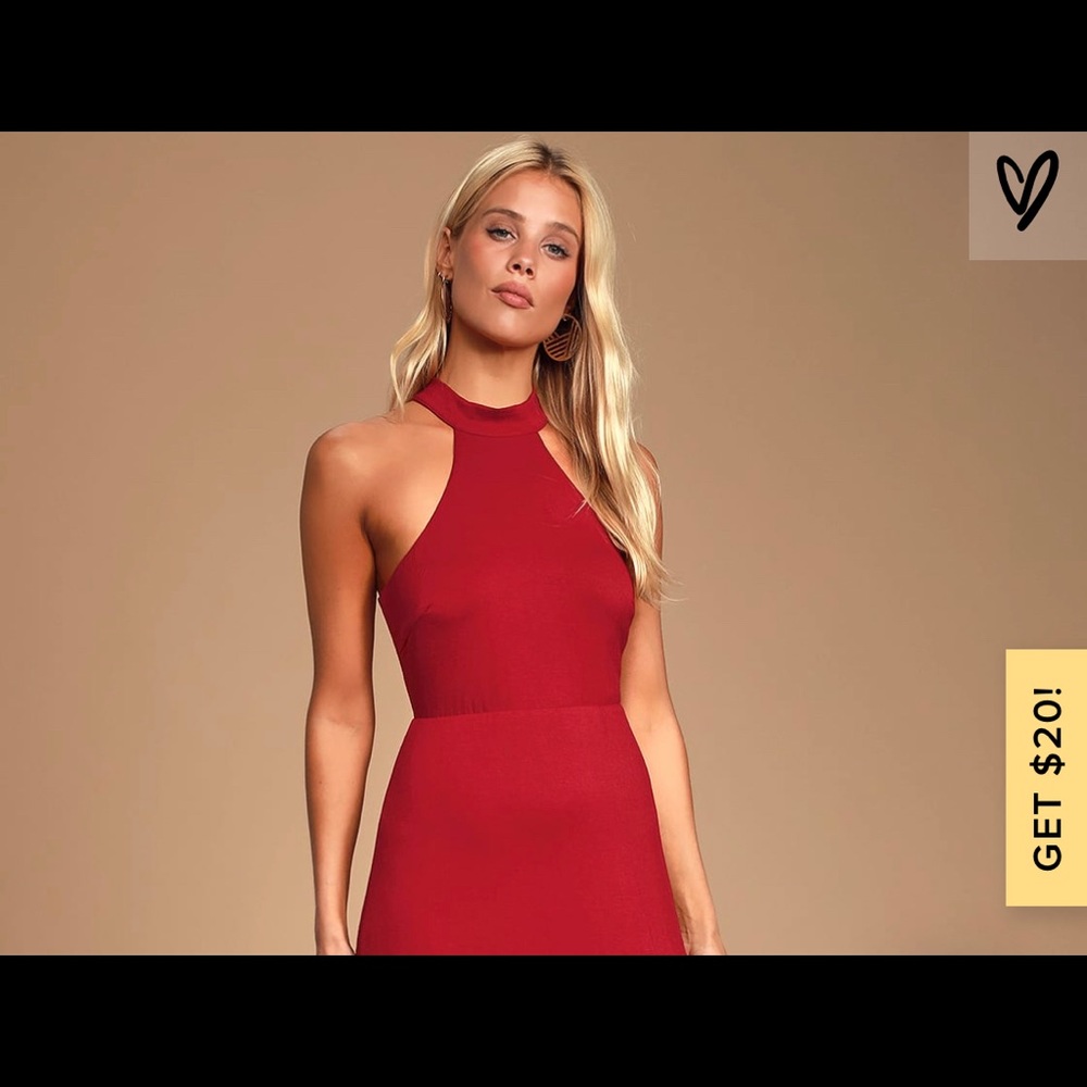 Lulus midi halter top open back dress